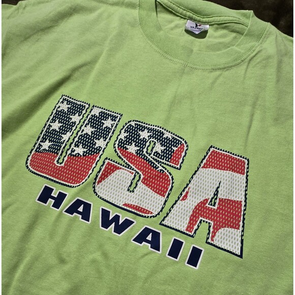 Men's Hawaii T-Shirt USA Yazbek Green Excellent Condition XL - Picture 2 of 4